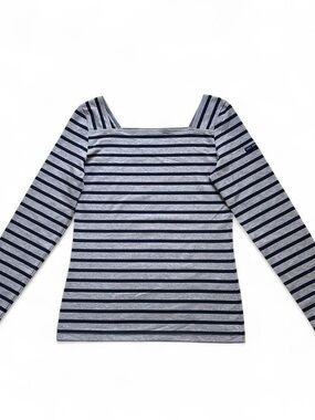 Saint James Navy and Gray Striped Breton Shirt Long Sleeve Top